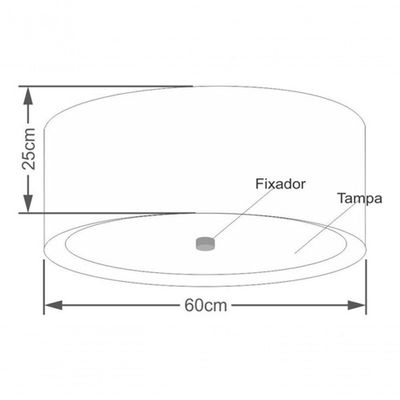 Plafon Cilíndrico Duplo Vivare Md-3008 Cúpula Forrada Em Tecido 60x25cm - Bivolt Palha-bege 127/220v