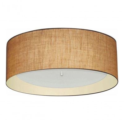 Plafon Cilíndrico Duplo Vivare Md-3008 Cúpula Forrada Em Tecido 60x25cm - Bivolt Palha-bege 127/220v