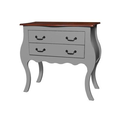 Cômoda Bombê Larga Antique 2 Gavetas Laca Cinza