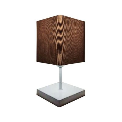 Abajur Luminária Mesa Quarto Sala Moderno Vivare Md-2008br Cúpula Em Tecido - Bivolt Branco-café 127/220v