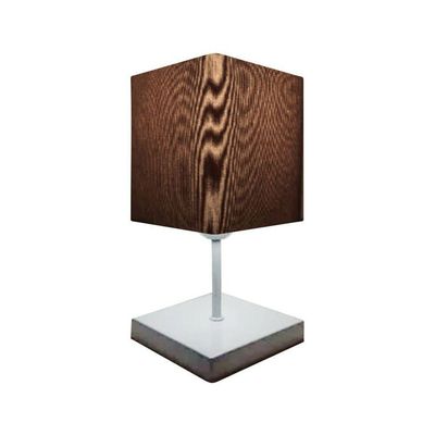 Abajur Luminária Mesa Quarto Sala Moderno Vivare Md-2008br Cúpula Em Tecido - Bivolt Branco-café 127/220v