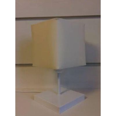 Abajur Luminária Mesa Quarto Sala Moderno Vivare Md-2008br Cúpula Em Tecido - Bivolt Branco-algodão-crú 127/220v