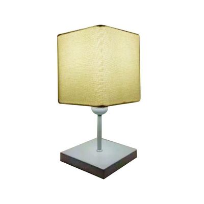 Abajur Luminária Mesa Quarto Sala Moderno Vivare Md-2008br Cúpula Em Tecido - Bivolt Branco-algodão-crú 127/220v