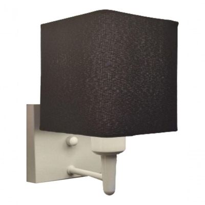 Arandela Quadrada Vivare Md-2006 Base Branco Cúpula Em Tecido - Bivolt Branco-preto 127-220v