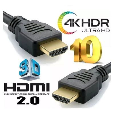 Cabo Hdmi 2.0 2k 4k Blindado = Full Hd 120hz High Speed 10m