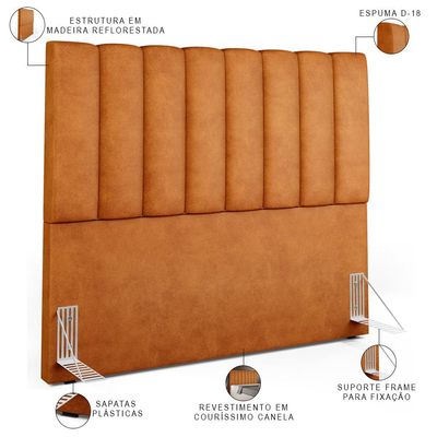 Cabeceira Cama Box Casal 140 cm Dália W01 Couríssimo Canela- Lyam Decor