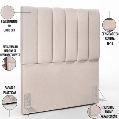 Cabeceira Cama Box Painel Solteiro 100 cm Dália W01 Linho Cru - Lyam Decor