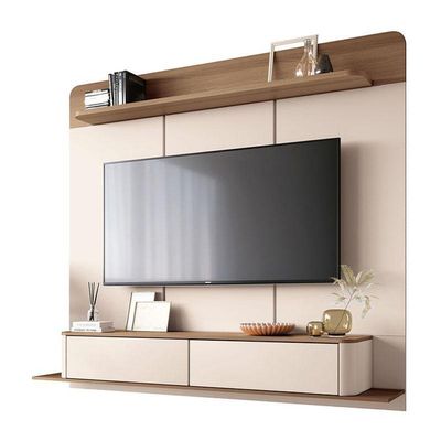 Home Suspenso Galax Castanho Off White E Aparador Infinity E Kit Mesa De Centro Sky Castanho- Hb Móveis
