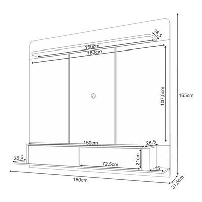 Home Suspenso Galax Cinamomo Off White E Aparador Infinity E Kit Mesa De Centro Sky Off White- Hb Móveis