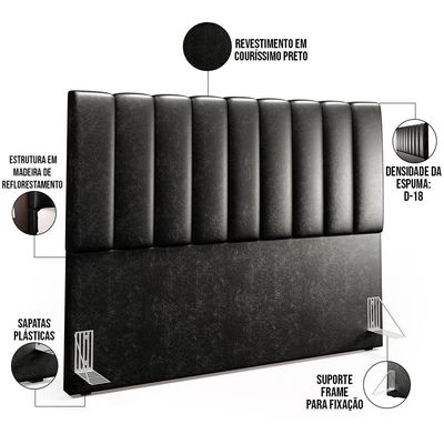 Cabeceira Cama Box Casal King 195 cm Dália W01 Courissimo Preto - Lyam Decor