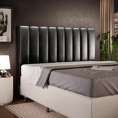 Cabeceira Cama Box Casal King 195 cm Dália W01 Courissimo Preto - Lyam Decor
