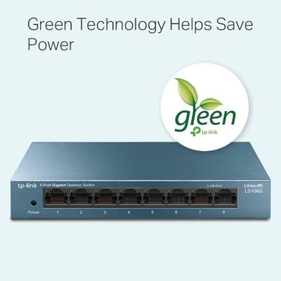 Switch 08 Portas Tp-link Ls108g Gigabit 10-100-1000mbps