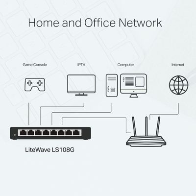 Switch 08 Portas Tp-link Ls108g Gigabit 10-100-1000mbps