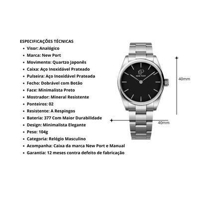 Relógio Masculino Casual Analógico Elegante Robusto New Port