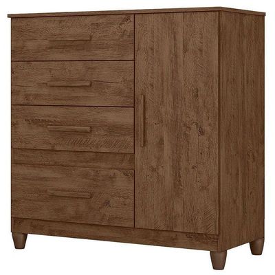 Guarda Roupa Casal Ms912 Com Cômoda Vênus Com Pés E Armário Multiuso New íris Castanho Wood – Moval