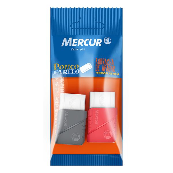 Borracha Mercur Branca Capa Plástica com 2 Unidades