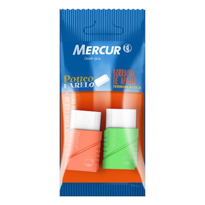 Borracha Mercur Branca Capa Plástica com 2 Unidades