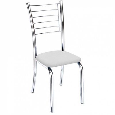 Kit 6 Cadeiras Iara Cromada para Cozinha corino Branco