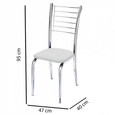 Kit 6 Cadeiras Iara Cromada para Cozinha corino Branco