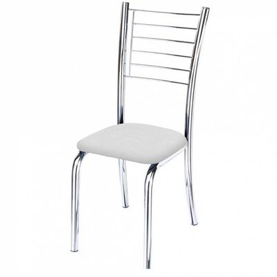 Kit 6 Cadeiras Iara Cromada para Cozinha corino Branco