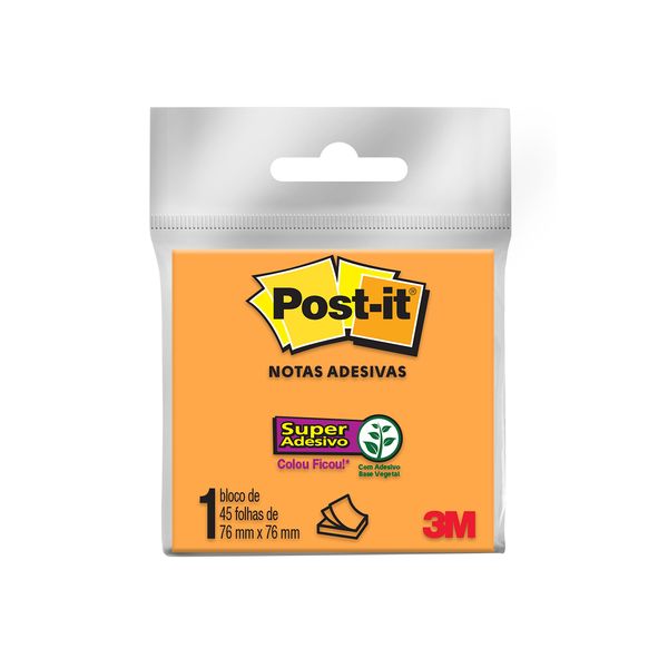 Bloco Adesivo Post It 3M Laranja 76x76mm 45 Folhas Bloco Adesivo Post It 3M Laranja 76x76mm 45 Folhas