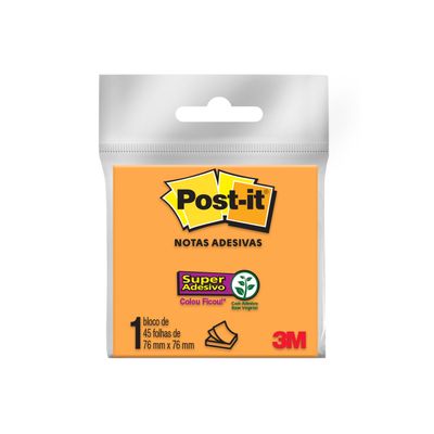 Bloco Adesivo Post It 3M Laranja 76x76mm 45 Folhas