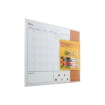 Quadro Magnético Branco Le visão Mensal com Cortiça, Ímãs, Marcadores e Alfinetes 40,6x50,8cm