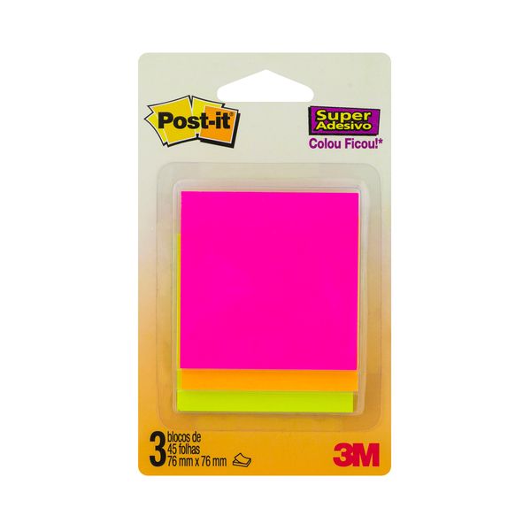 Bloco Adesivo Post It 3M Cascata com 45 Folhas 76x76mm
