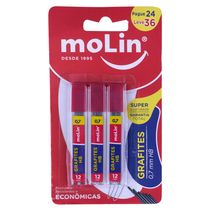 Grafite HB Molin 0.7mm 3 Tubos com 12 Unidades