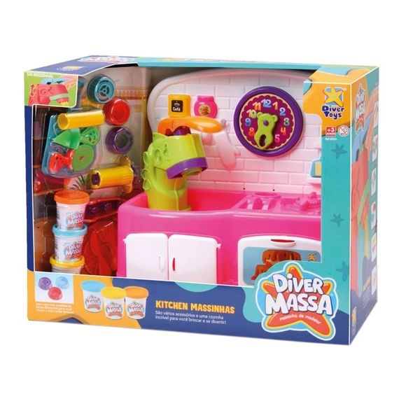 Massa de Modelar Divertoys Cozinha com Máquina Rosa Massa de Modelar Divertoys Cozinha com Máquina Rosa