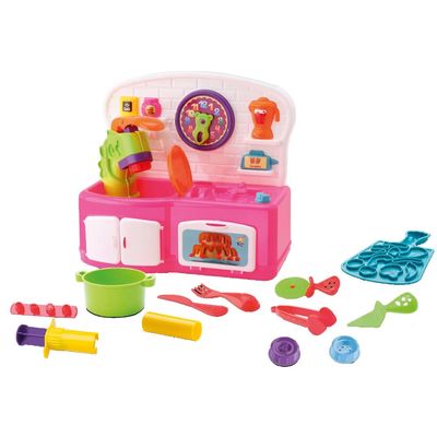 Massa de Modelar Divertoys Cozinha com Máquina Rosa
