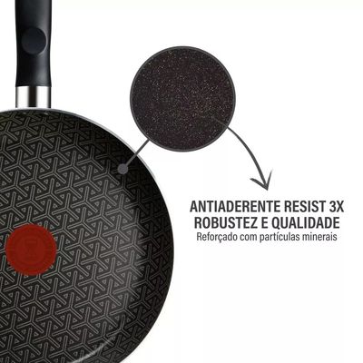 Frigideira Antiaderente Robusta Rochedo Cinza 24cm