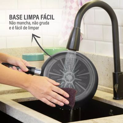 Frigideira Antiaderente Robusta Rochedo Cinza 24cm