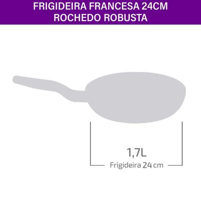 Frigideira Antiaderente Robusta Rochedo Cinza 24cm