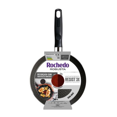 Frigideira Antiaderente Robusta Rochedo Cinza 24cm