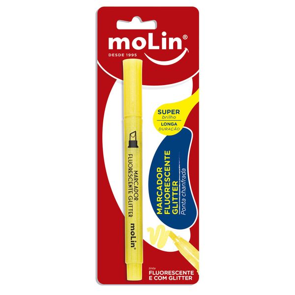 Marca Texto Pastel com Glitter Amarelo Molin