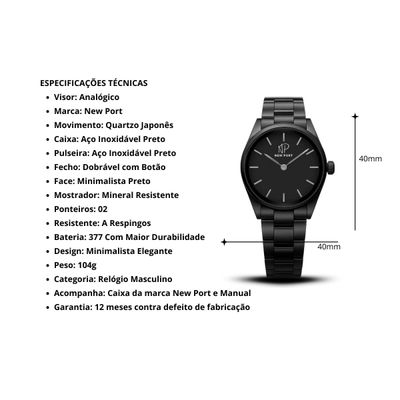Relógio Masculino Casual Analógico Elegante Robusto New Port