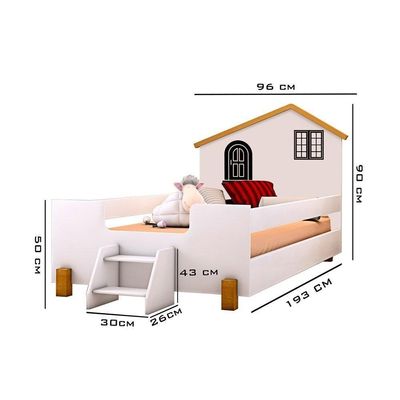 Cama Solteiro Casinha Belíssima Branca E Preta Divaloto