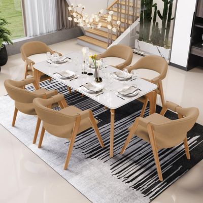 Kit 02 Cadeiras de Jantar e Estar Living Estofada Nadja L02 Bouclê Mostarda - Lyam Decor