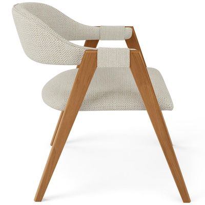 Cadeira de Jantar e Estar Living Estofada Nadja L02 Linho Champagne - Lyam Decor