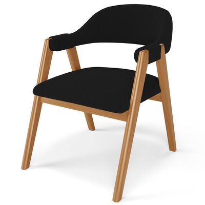 Kit 02 Cadeiras de Jantar e Estar Living Estofada Nadja L02 Bouclê Preto - Lyam Decor