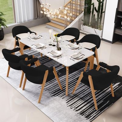 Kit 02 Cadeiras de Jantar e Estar Living Estofada Nadja L02 Bouclê Preto - Lyam Decor
