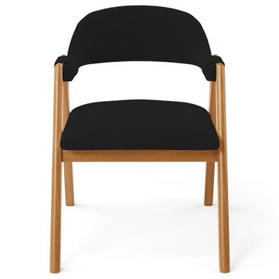Kit 04 Cadeiras de Jantar e Estar Living Estofada Nadja L02 Suede Preto - Lyam Decor
