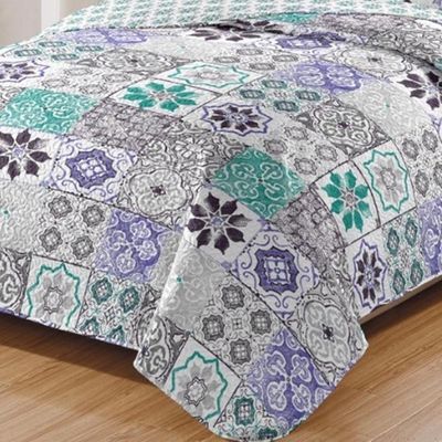 Kit Cobre Leito Colcha Daily Casal 3 Peças Dupla Face Estampado Floral - Floral 26 - 100% Poliéster