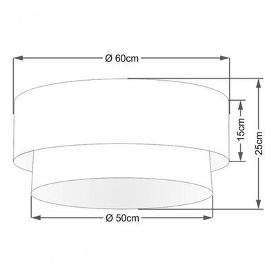 Plafon Duplo Cilíndrico Vivare Md-3024 Cúpula Tecido 60x50cm - Bivolt 127/220v Vermelho-branco