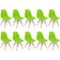 Conjunto 10 Cadeiras Charles Eames Eiffel Wood Base Madeira - Verde