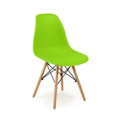 Conjunto 10 Cadeiras Charles Eames Eiffel Wood Base Madeira - Verde