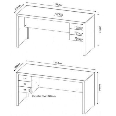 Mesa para Home Office 155cm Nogal Tecno Mobili