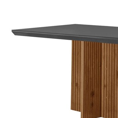 Mesa Para Sala De Jantar Olimpia 120cm Em Mdf E Vidro Grafite Imbuia Ripado Grafite