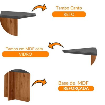 Mesa Para Sala De Jantar Olimpia 120cm Em Mdf E Vidro Grafite Imbuia Ripado Grafite